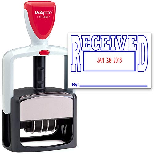 Product Cover MaxMark Heavy Duty Style Date Stamp with Received self Inking Stamp - 2 Color Blue/Red Ink