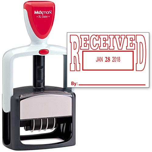 Product Cover MaxMark Heavy Duty Style Date Stamp with Received self Inking Stamp - Red Ink