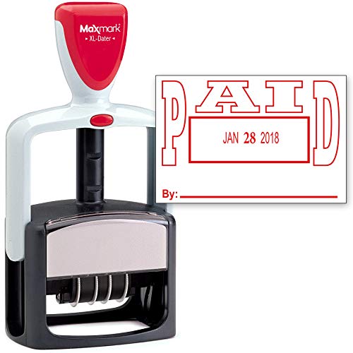 Product Cover MaxMark Heavy Duty Style Date Stamp with Paid self Inking Stamp - Red Ink