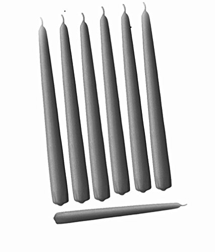 Product Cover D'light Online Elegant Taper Candles 12 Inches Tall Premium Quality Candles, Hand-Dipped, Dripless and Smokeles - Set of 12 Individually Wrapped (Slate Grey)