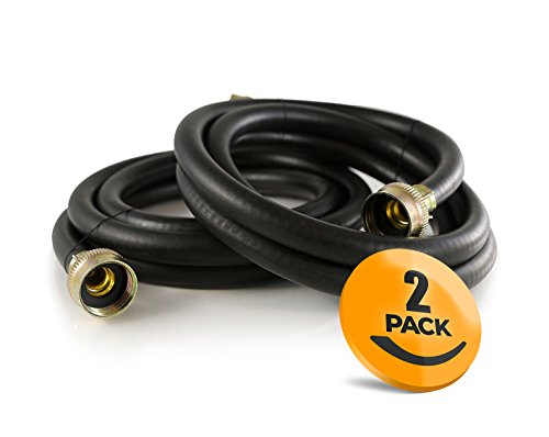 Product Cover 2-Pack Rubber Washing Machine Hoses 6ft Long - Hot and Cold Water Supply Hoses for Washing Machines