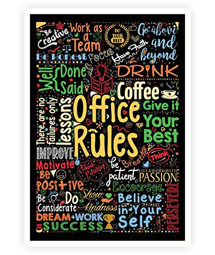 Product Cover LAB NO 4 Office Rules Inspirational Words Typography Poster in A3 Size