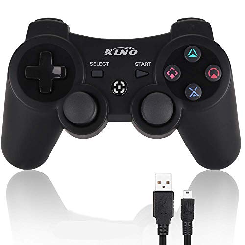 Product Cover Game Controller for PS3 - Wireless Dual Vibration 3 KLNO Sixaxis Gamepad, Best Gifts for Kids, Son and Father in Family Playing with USB Charger Cable, for Sony Playstation 3 (Black)