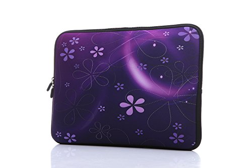 Product Cover 13.3-Inch to 14-Inch Laptop Sleeve Case Neoprene Carrying Bag with Hidden Handles for MacBook/Notebook/Ultrabook/Chromebooks (Classic Purple)