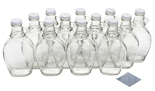 Product Cover North Mountain Supply 8 Ounce Glass Maple Syrup Bottles with Loop Handle & White Metal Lids & Shrink Bands - Case of 12