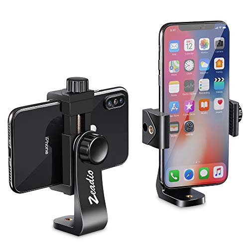 Product Cover Zeadio Tripod Smartphone Holder, Cell Phone Mount Adapter, Selfie Stick Monopod Adjustable Clamp, Vertical and Horizontal Swivel Bracket, Fits for iPhone, Samsung, Huawei and All Phones