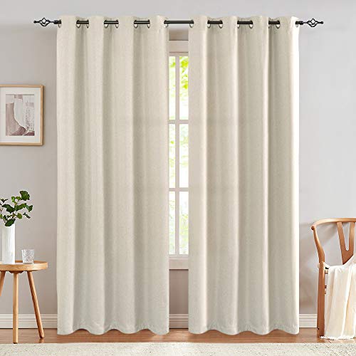 Product Cover jinchan Curtains for Bedroom Linen Textured Room Darkening Drapes 84 inch Long Living Room Curtain in Greyish Beige One Panel