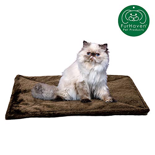 Product Cover Furhaven Pet Dog Bed Heating Pad | ThermaNAP Quilted Faux Fur Insulated Thermal Self-Warming Pet Bed Pad for Dogs & Cats, Espresso