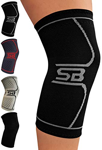 Product Cover SB SOX Compression Knee Brace for Knee Pain - Braces and Supports Knee for Pain Relief, Meniscus Tear, Arthritis, Injury, Running, Joint Pain, Support (Medium, Black/Gray)