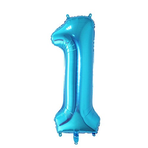 Product Cover Babytree 40 Inch Birthday Helium Foil Digital Balloons Glossy Blue Number 1
