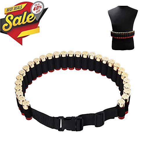 Product Cover CS Force Shotgun Shell Bandolier Belt 12/20 Gauge Ammo Holder for Tactical Military Hunting(29 Rounds, 51.2'' x 1.98'') Black