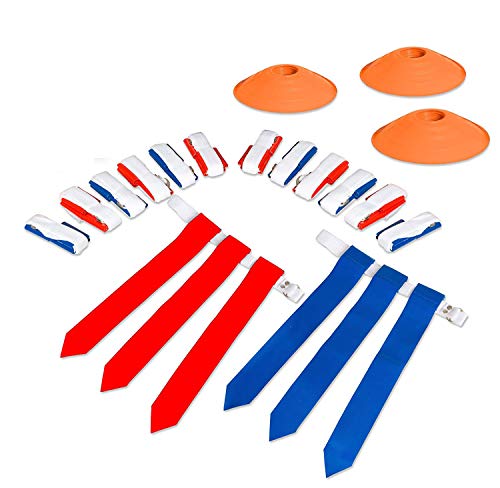 Product Cover 14 Player Flag Football Deluxe Set - 14 Belts, 42 Flags, 12 Cones & 1 Mesh Carrying Bag for Flag Football
