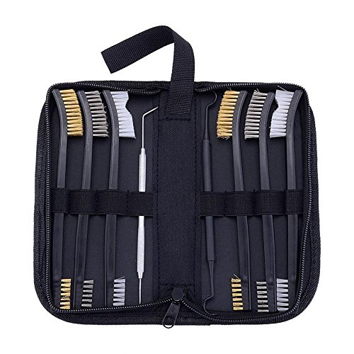 Product Cover BOOSTEADY Gun Cleaning Brush & Pick Kit in Zippered Organizer Carry Case (8 Pieces) - Double End Brass Steel Nylon Bristle Brushes & Metal Polymer Picks