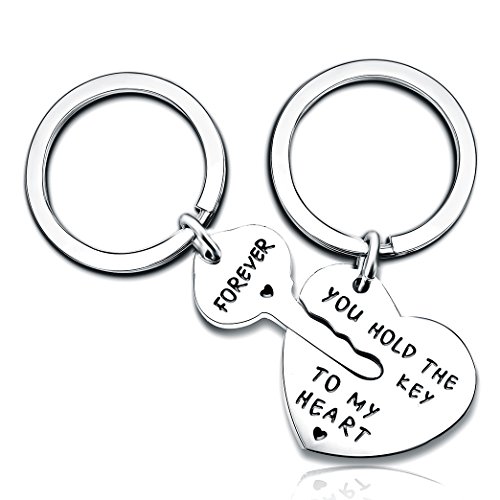 Product Cover 2pcs Couple Key Chain Ring Set - You Hold The Key to My Heart & Forever - Love Heart Key Locks Lover Gift