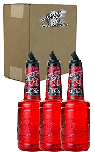 Product Cover Finest Call Premium Cherry Syrup Drink Mix, 1 Liter Bottle (33.8 Fl Oz), Pack of 3