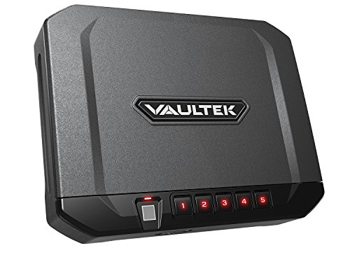 Product Cover Vaultek VT10i Lightweight Biometric Handgun Safe Bluetooth Smart Pistol Safe with Auto-Open Lid and Rechargeable Battery (Titanium Gray)
