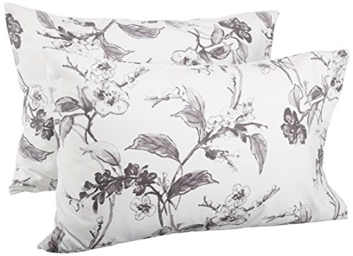 Product Cover Pinzon Signature 190 Gram Cotton Heavyweight Velvet Flannel Pillowcases, King, Floral Graphite
