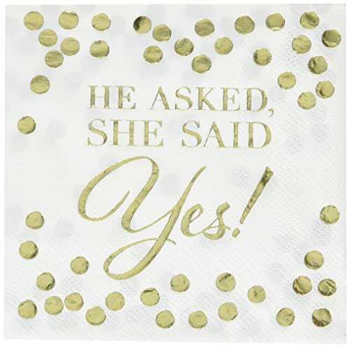 Product Cover He Asked, She Said Yes Hot Stamped Beverage Napkins | Wedding and Engagement Party
