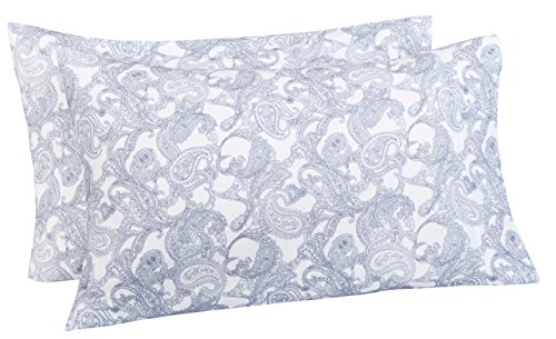 Product Cover Pinzon 170 Gram Flannel Cotton Pillowcases, Set of 2, King, Navy Paisley