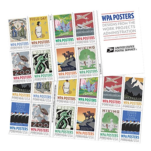 Product Cover WPA Posters book of 20 Forever USPS Postage Stamp Work Projects Administration (1 book of 20 stamps)