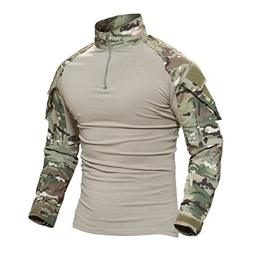 Product Cover Combat Shirt Men Camo T Shirts Tactical Jackets for Men Cotton Army T-Shirt Hunting Shooting Tshirt Camouflage Tee Top T Shirts for Men T Shirts Fishing Shirts Long Sleeve