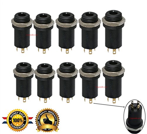 Product Cover 3.5MM Mini Stereo Panel Mount Jack Solder Connector - 3.5MM Headphone Audio Video Female Vertical Jack Socket Plug with Nuts,Full Gold-Plated High Temperature 4 Channel, Pack of 10, Sold By Lsgoodcare