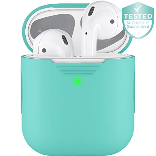 Product Cover PodSkinz AirPods 2 & 1 Case [Front LED Visible] Protective Silicone Cover and Skin Compatible with Apple AirPods (Diamond Blue)