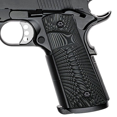 Product Cover Cool Hand 1911 Full Size G10 Grips, Magwell Cut,Big Scoop, Ambi Safety Cut, Sunburst Texture, Brand, Grey/Black