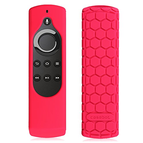 Product Cover Fintie Silicone Case for Fire TV 4K / 2nd Gen Fire TV Stick / Fire TV Cube Voice Remote, Compatible with Echo / Echo Dot Alexa Voice Remote - Honey Comb Series [Anti Slip] Shock Proof Cover, Magenta