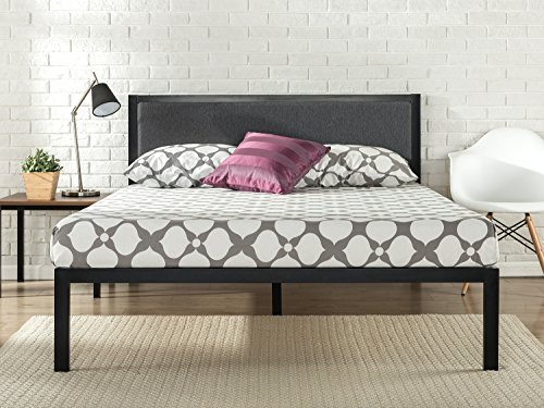 Product Cover Zinus Korey 14 Inch Platform Metal Bed Frame with Upholstered Headboard / Mattress Foundation / Wood Slat Support, Queen