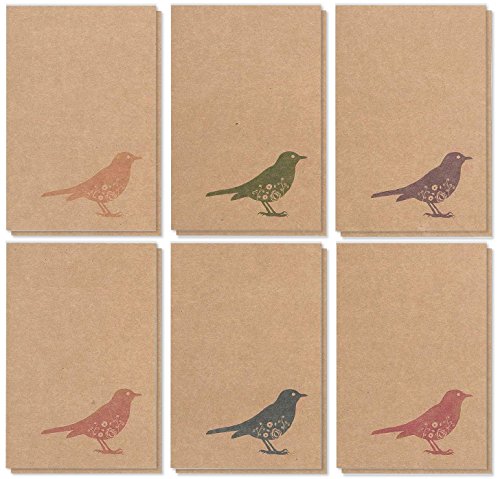Product Cover 36 Pack All Occasions Assorted Blank Note Cards Greeting Cards Bulk Box Set - 6 Colorful Rustic Bird Designs - Blank on the Inside Notecards with Envelopes Included - 4 x 6 Inches