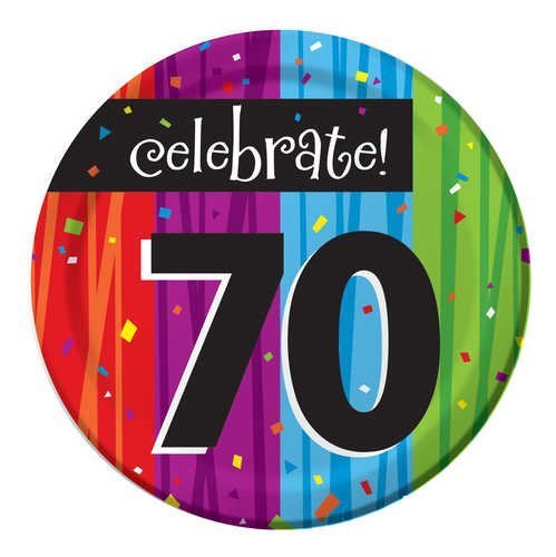 Product Cover Creative Converting Milestone Celebrations Round Dessert Plates, 24-Count, Celebrate 70