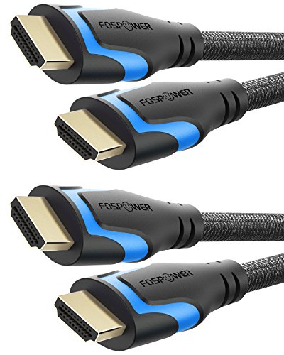 Product Cover HDMI Cable 15ft (2 Pack), Fospower CL3 Rated (in-Wall Installation) 4K Latest Standard 2.0 UL Listed 18Gbps Supports UHD 3D HDR 1080p 2160p and Audio Return
