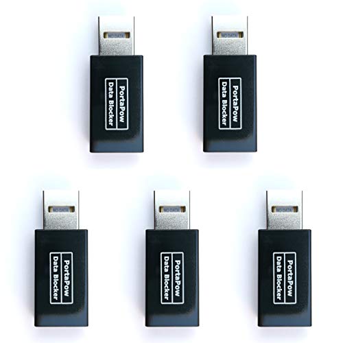 Product Cover PortaPow 3rd Gen USB Data Blocker (Black 5 Pack) - Protect Against Juice Jacking
