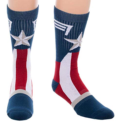Product Cover Marvel Captain America Mens Socks Costume Stars And Stripes Crew Sock 1 Pair