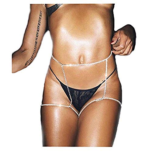 Product Cover MineSign Diamond Sexy Belly Chain Retro Waist Belt Chains Body Jewelry for Summer Beach Bikini Swimsuit Party (Silver)