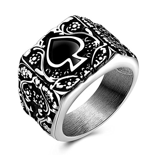 Product Cover JAJAFOOK Jewelry Men's Stainless Steel Rings, Ace of Spades Gothic Skeleton Biker Tribe Retro Bands