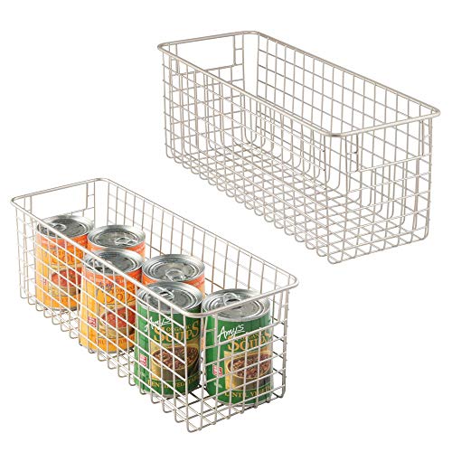 Product Cover mDesign Farmhouse Decor Metal Wire Food Storage Organizer Bin Basket with Handles for Kitchen Cabinets, Pantry, Bathroom, Laundry Room, Closets, Garage - 16