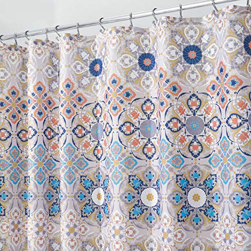 Product Cover mDesign Decorative Medallion Print, Easy Care Fabric Shower Curtain with Reinforced Buttonholes, for Bathroom Showers, Stalls and Bathtubs, Machine Washable - 72