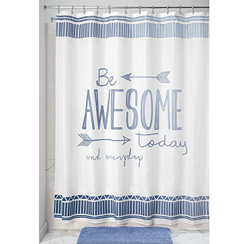 Product Cover mDesign Decorative Be Awesome Quote - Easy Care Fabric Shower Curtain with Reinforced Buttonholes, for Bathroom Showers, Stalls and Bathtubs, Machine Washable - 72