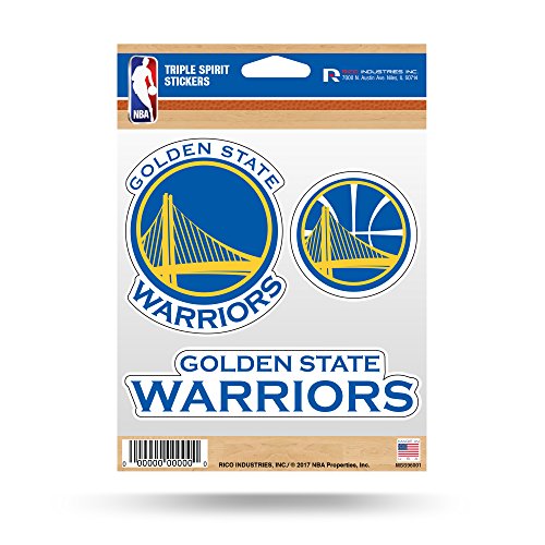 Product Cover Rico Industries NBA Golden State Warriors Die Cut 3-Piece Triple Spirit Sticker Sheet