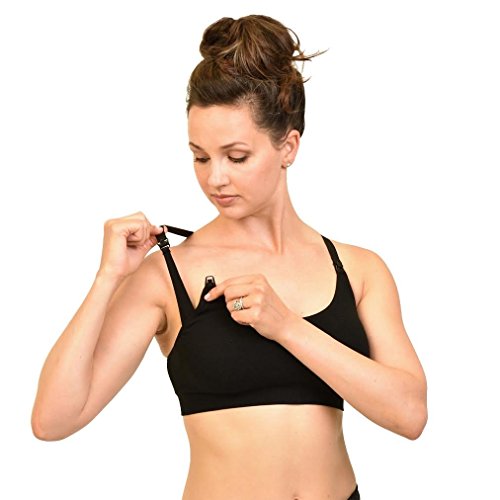 Product Cover Bamboobies Yoga Nursing Bra | Maternity Underwear for Breastfeeding | Black | M | Medium