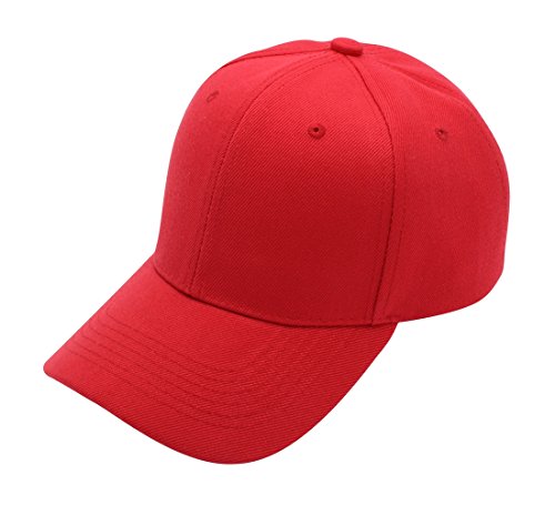 Product Cover Top Level Baseball Cap Hat Men Women - Classic Adjustable Plain Blank, RED