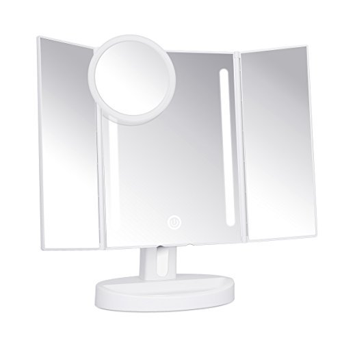 Product Cover KEDSUM LED Lighted Makeup Mirror, Travel Vanity Mirror with Lights, Lighted Tabletop Mirror with Detachable 5X Magnification Spot Mirror, 180°Adjustable Touch Screen,Batteries or USB Charging