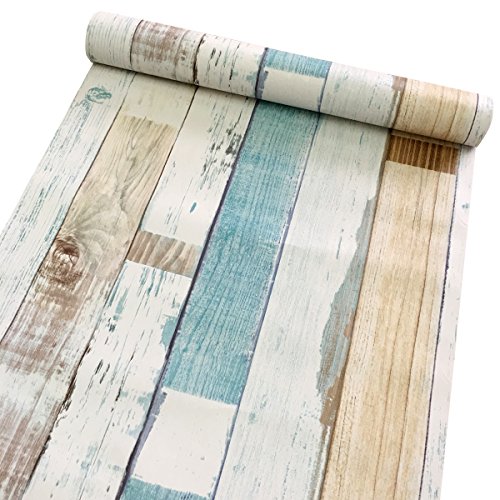 Product Cover Yifely Colorful Wood Grain Contact Paper Decorative Shelf Drawer Liner Self-Adhesive Door Sticker 17.7 Inch by 9.8 Feet