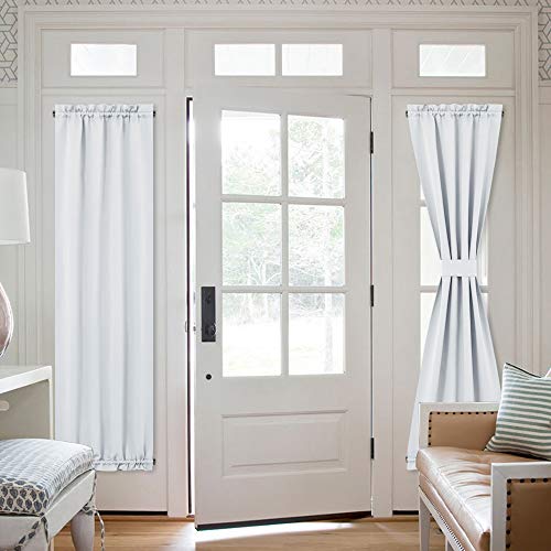 Product Cover NICETOWN Room Darkening French Door Curtains - Room Darkening Patio Door Thermal Curtain Panels, Sidelights Door Panels 25 inches W x 72 inches L - Greyish White, Tie Back Included (2 Panels)