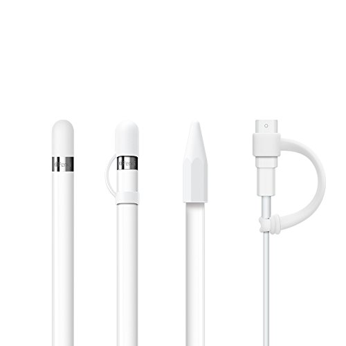 Product Cover [4-Piece] FRTMA for Apple Pencil Cap/Apple Pencil Tip Cover/Cable Adapter Tether/Apple Pencil Cap Holder for iPad Pro Pencil, Ivory White