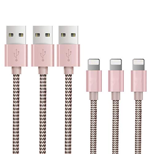Product Cover Ambet Phone Long Cable to USB Cable- 3PCS 5 Feet (1.5 Meters) Rose Gold Cord -Sync Phone Charging Charger Cable for Phone 7/SE/6s/6/ 5/5c/5s/Plus, Pad, Pod