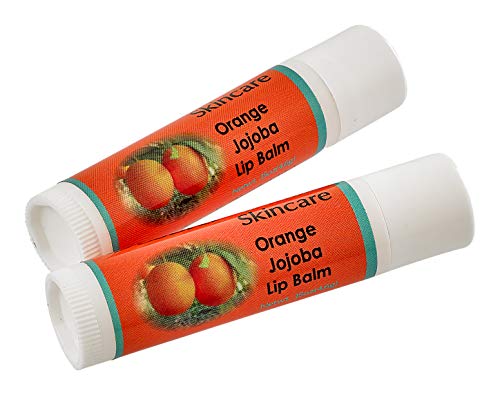 Product Cover Jojoba Oil Orange Lip Balm with Beeswax, all natural, over 70% cold pressed jojoba oil and mildly scented with Orange, 2 Lip balms (.15 oz/4.6 gm) 2 units