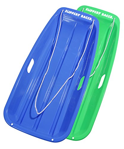 Product Cover Slippery Racer Downhill Sprinter Snow Sled (2 Pack), Blue/Green